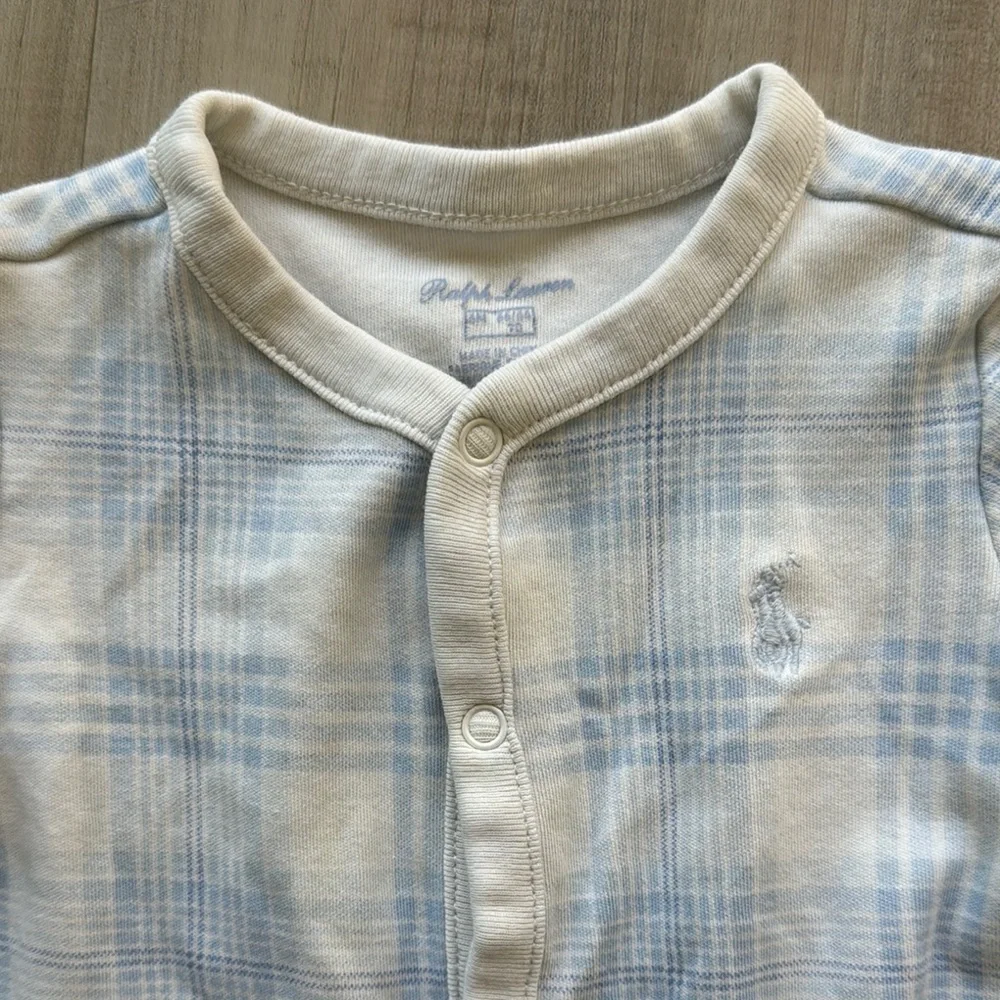 Ralph Lauren polo plaid short sleeve onesie Plaid Baby Romper toddler infant 6m